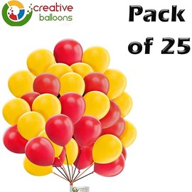 Red & Yellow Balloons - 25pcs Pack, 10 Inch, Fire Brigade Theme for Birthday, Wedding, Baby Showers, Graduation, Anniversary & Parties
