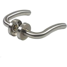 Amig - Set of Rosette Door Handles | Mod. 19RX | 136 x Ø19 mm | 8 mm Square | Elegant and Simple Design | Stainless Steel 18/8 Matte Silver