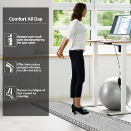 ATRUG Grey Cushioned Kitchen Mat Anti Fatigue Kitchen Rugs, Heavy Duty Non-Skid, Ergonomic Comfort Foam Kitchen Floor Mat for Home, Office, Sink, Laundry - Gray 17.3"x94.5"