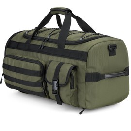 Gonex 45L Duffel Bag for Men, 3 in 1 Convertible Carry Gym Duffle with Shoe Compartment, Tactical Gear Loops, Water-Repellent Lining, Workout & Travel Bag (Army Green)