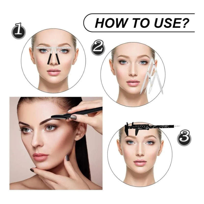 Kit De Regla Microblading Diseño Compas Cejas Perfectas 6pcs