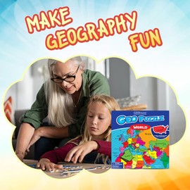 GeoToys GeoPuzzle, World Jigsaw Puzzles, 68 Pc Geography Puzzle, Geography Game & Map Puzzle, Jigsaw Puzzles for Kids Ages 6-9, Stocking Stuffers for Kids, for Grandkids