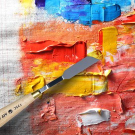 AIT Art Select Painting Knives, Set of 5, Made in Italy, Assorted Trowel Shapes, Carbon Steel Blades with Comfortable Wooden Handles Provide Flexibility and Durability for Easy Paint Spreadability