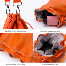 Bowan Small Camera Bag,Camera casing bag,Soft Cute Camera Pouch Handbag compatible with Mirrorless Cameras/Nikon/Canon/Sony/Fuji Camera Case (orange, Small)