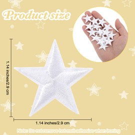 30 Pcs Iron On Stars, Star Iron On Patches Adhesive Star Patches White Iron On Stars Sew Embroidered Patches Appliques Embellishments Star Patches Iron On for Clothing Jean Bags Hats Repair Decoration