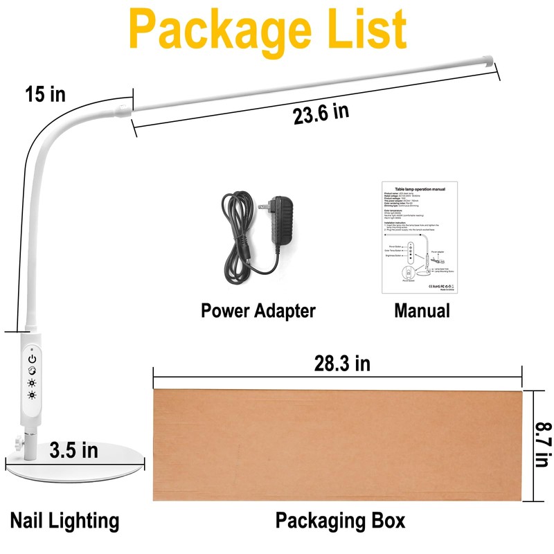CGBE Led Desk Lamp: 360° Adjustable Nail Light for Desk