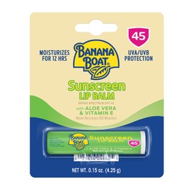 Banana Boat SPF Lip Balm with Aloe Vera & Vitamin E, 0.15oz | Beach Essentials, Moisturizing Lip Sunscreen SPF 45, Travel Sunscreen for Lips, 0.15oz