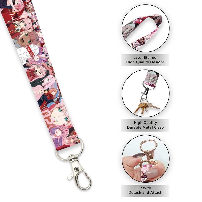 Zero Two Anime Lanyard, White, Large