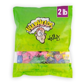 WARHEADS - Extreme Sour Hard Candy - Sour Apple, Black Cherry, Blue Raspberry, Lemon & Watermelon Flavors, Great For Parades - 2 lb. Bulk Bag