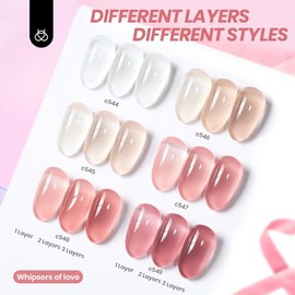 Beetles Esmalte en Gel Jelly Nude 6 Colores para Uñas | Tonos Nude Translúcidos Rosa y Beige, Acabado Jelly Removible para Manicura UV LED en Casa o S