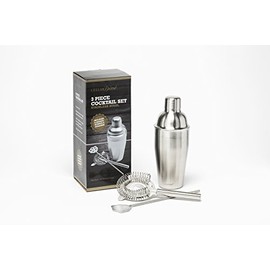 Cellardine 3 Piece Cocktail Set, Stainless Steel, Silver, One Size