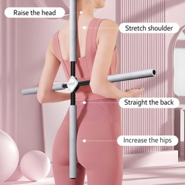 Back Straightener Posture Corrector|Yoga Stick Stretching Tool for women and men|Portable Posture Corrector Pole,Stretch Mobility Stick, Physical Workout Exercise Dowel (Gray)