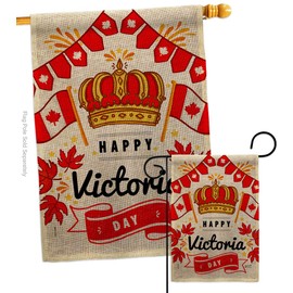 Angeleno Heritage Victoria Day Burlap Garden House Flag Set Canada Provinces Canadian Territories Region Country Particular Area Decoration Banner Small Yard Gift Double-Sided, Made in USA