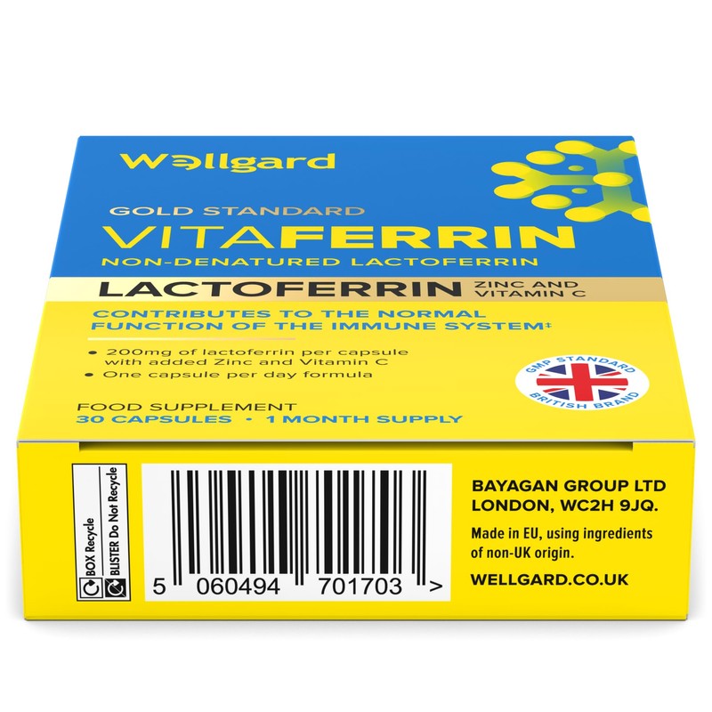 Wellgard Vitaferrin – Triple Action Immune Supplement with Lactoferrin, Zinc