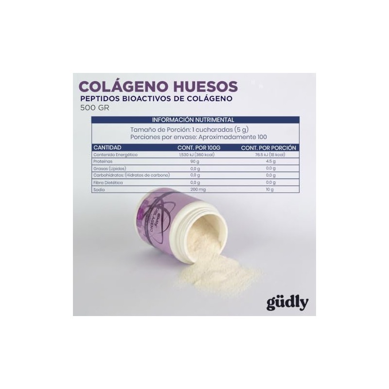 Colágeno Gudly Peptidos Bioactivos Huesos 500 Grs Sabor