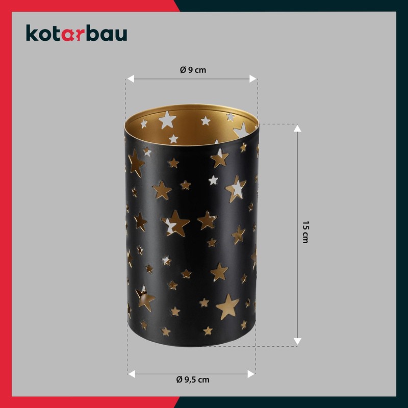 KOTARBAU® Lantern Stars Metal Black Diameter 9 cm Height 15
