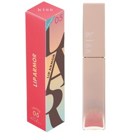 Kiss Lip Armor X 05 Heart Catcher, Mellow and Refreshing Peach Pink, 0.2 oz (5 g), Tint, Shiny