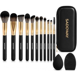 SODAWAY Set de Brochas para Maquillaje: 14 Piezas con Esponja y Alfombrilla Limpiadora para un Maquillaje Completo Fácil y Rápido, Cerdas Suaves Veganas para Base, Corrector, Sombras – Suave y Respetuoso con la Piel, Ideal para el Uso Diario, Viaje y Rega