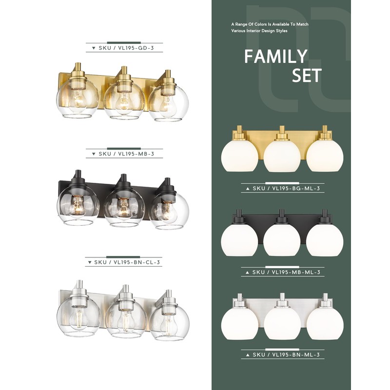 METWET Bathroom Light Fixtures, 3-Light Brushed Gold Vanity Light, Modern