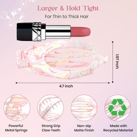 Oeusnael Large Flat Hair Clips [6-Pack 4.7 Inch] - French Concord Lay Down Claw Clips for Thick Thin Hair, Matte Non-slip Strong Hold Alligator Clips Hair Accessories Gifts for Women Girls, Colorful