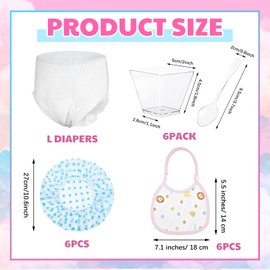 Chicingyou 6 Sets Adult Baby Shower Games Bulk Include Disposable Diapers Shower Caps Bibs and Plastic Cup Spoon for Baby Changing Diaper Race Gender Reveal Game Decoration(Colorful,Classic)