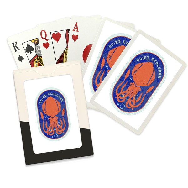 Lantern Press Dockside Collection, Quiet Explorer, Squid (52 Playing Cards,
