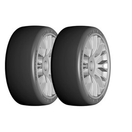 GRP GTK04-XB1 1:8 GT New Slick Ultrasoft Silver 20 Spoke Rubber Tires (2)