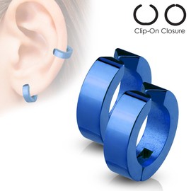 Bungsa Hoop Earrings Classic Stainless Steel – 1 Pair – (Earrings Ear Studs Women Men Fashion Earrings), Stainless Steel, No Gemstone