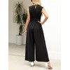 CUPSHE Women's Jumpsuit Deep V-Neck Sleeveless Jumpsuit Smocked Waist Wide