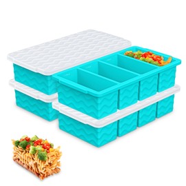Silicone Freezer Molds for Soup with Lid – 1-Cup Soup Container Style Ice Cube Trays for Freezer, Meal Prep & Food Storage, Freeze 250mL/125mL Portions – 4 Pack