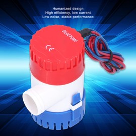 Bilge Pump Bilge Pump Abs Bilge Pump DC Semi-Automatic Switch Electric Small Submersible Pump for Drain Power Supply 12V 24V 350 500 750 1100Gph (12V 1100Gph) (DC12V 350GPH)