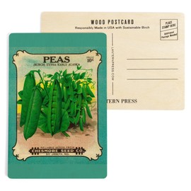 Peas (extra early alaska) Seed Packet (4x6 Birch Wood Postcards, 2-Pack Stationary, Rustic Home Wall Decor)