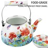 Butterfly Floral Enamel Tea Kettle, 2.5L Stovetop Teapot with Porcelain