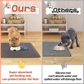 Quick Dry Absorbent Dog Food Mat, 19 x 12 in Diatom Mud Dog Water Bowl Mat, No Messy Anti-Slip Pet Feeding Mat Dog Supplies for Small Dogs