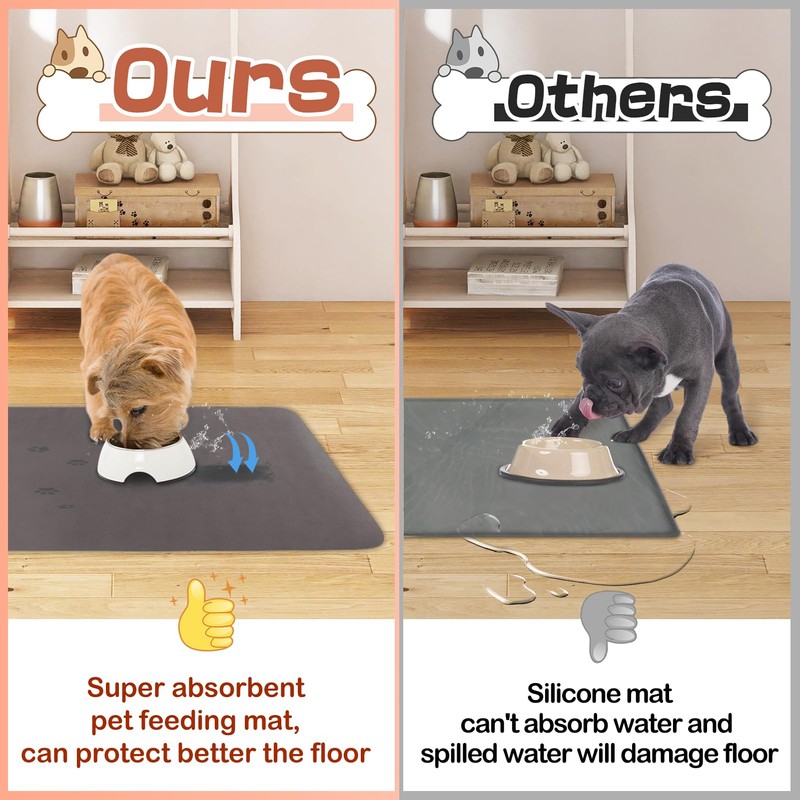 Quick Dry Absorbent Dog Food Mat, 19 x 12 in