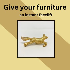 Old Gold Antique Gold Vintage Gold Cabinet Door Handles Iron Handmade Metal Animal Cupboard Door Knobs, Drawer Pulls (7. Running Fox)