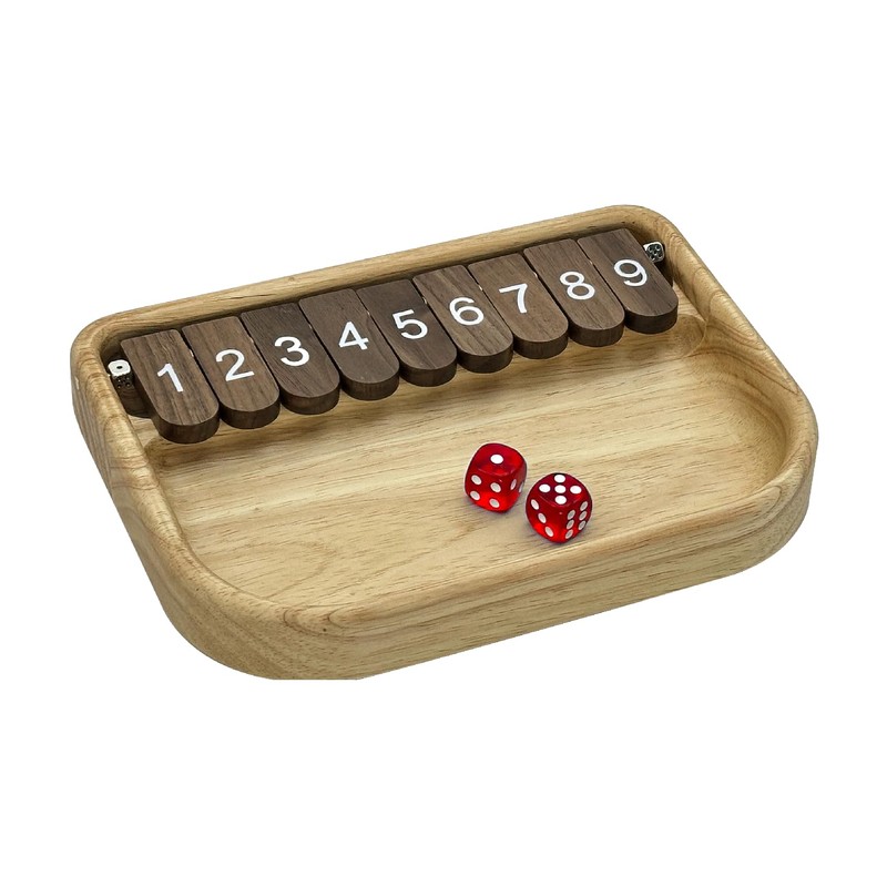 WOWME Shut the Box Dice Game Solid Wood Board for