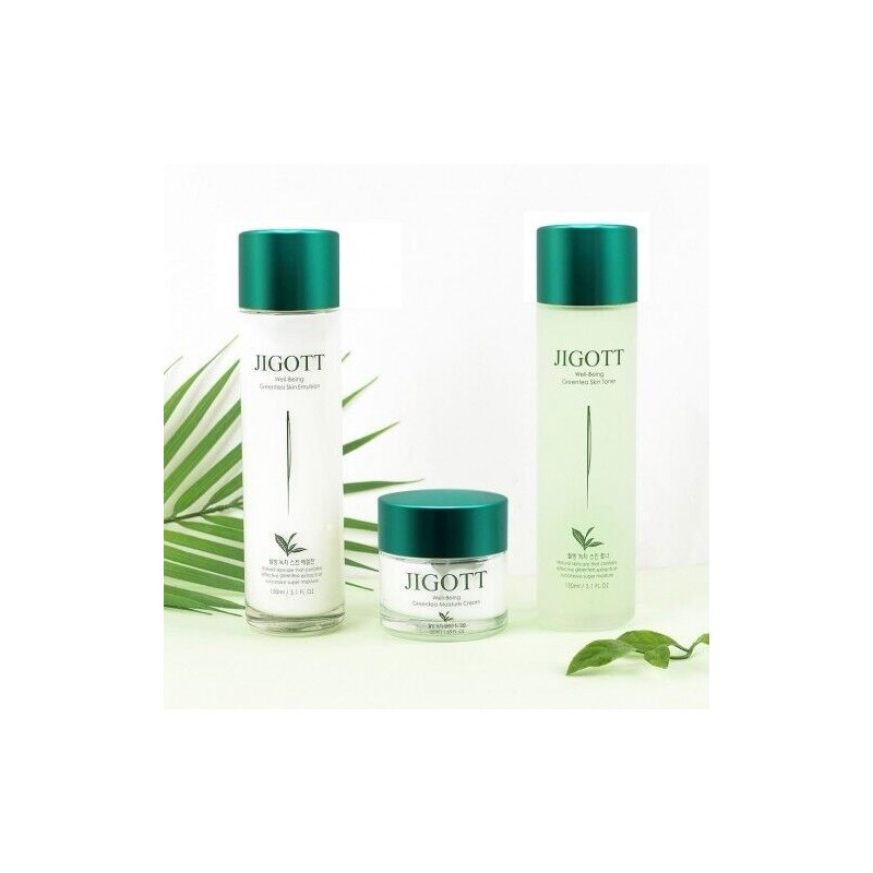 Jigott Well-Being Green Tea Skincare 3 Set - Toner, Emulsion,