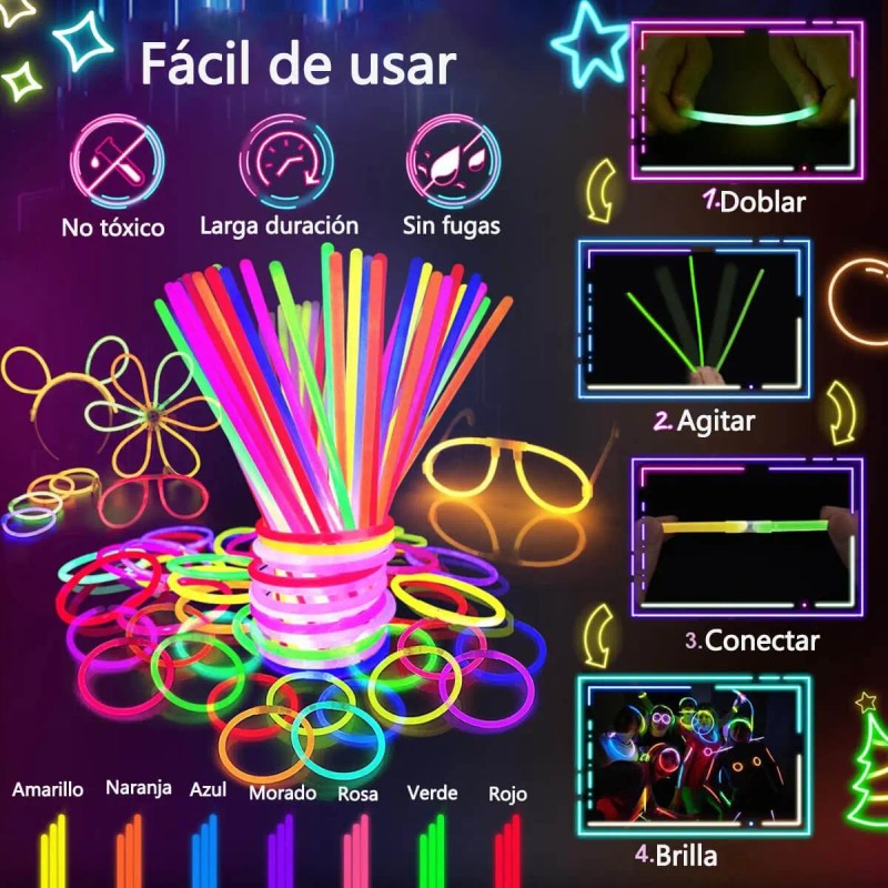256pzs Juegos Luminosos Neón Luz Eventos Regalo Fiesta Boda