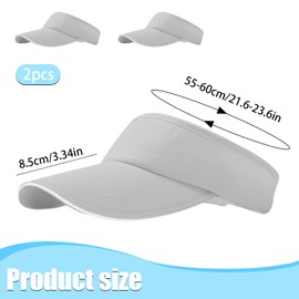 NHTJTHE 2 x Visor Cap, Breathable and Sweat-Absorbing Summer Cap with Sun Visor, Unisex, Adjustable, Fashion Peaked Cap Men and Women (1 Black + 1 White), gray, M