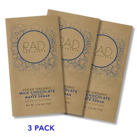 Rad Chocolate Vegan Milk Chocolate Maple Sugar | 3 pack | Certified Organic | Gluten & Soy Free Chocolate | Paleo Friendly