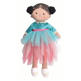 Bonikka Tikiri Toys Kessie Fabric Baby Doll with Dark Skin & Hair, Comes with Two Dresses, Ages 6 Months & Up