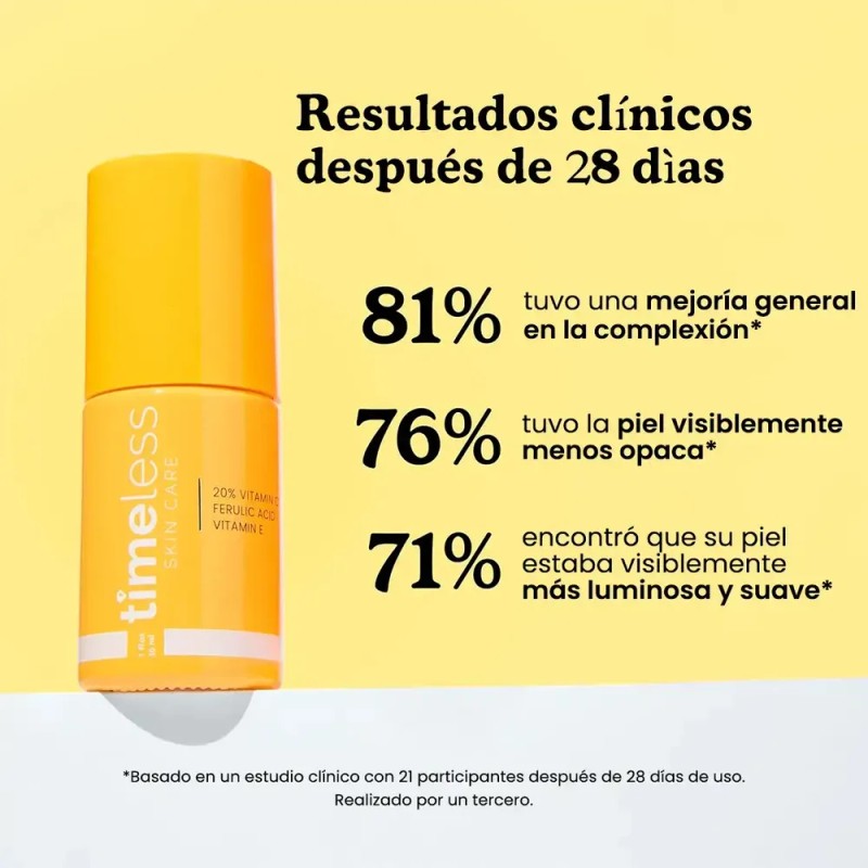 Sérum Timeless Vitamina C 20% Ácido Ferúlico E Antioxidante Facial