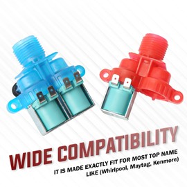 W10240949 Washer Cold Water Inlet Valve W10240948 Washer Hot Water Inlet Valve by Seentech for Ken-more, Whirlpool, May-tag – Replaces W10240949 W10240948 W11168743 PS12348074-1 PS12348074 33390068