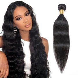 Rich Choices Human Hair Bundles Straight Weft Hair Extensions Real Human Hair 100g Sew in Weave Extensions Remy Human Hair Extensions 10 Inch #1B Natural Schwarz