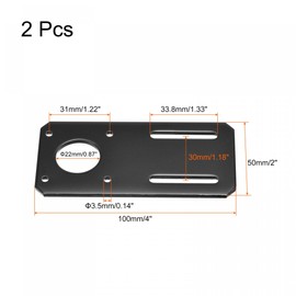 sourcing map Motor Mount 100 x 50 mm Black for NEMA 17 Stepper Motor Pack of 2