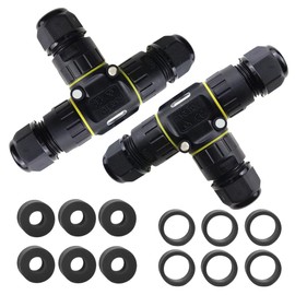 IP68 Waterproof Cable Connector 3-Channel 3-Poles, Outdoor Waterprrof Junction Box Connector,Ideal for 2 or 3 Pin Cables Ø4-12mm,Use for Outdoor Billboards,Tunnel Lights,Road Landscape Lights