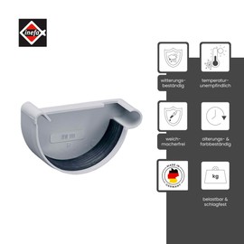 Inefa End NW 100 Grey Right Lens Plastic, Gutters, Roof Drain Grey St