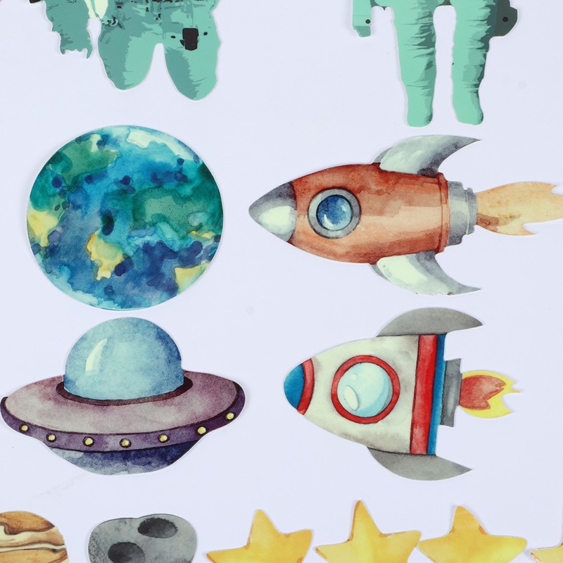 31Pcs DIY Space Spaceship Themed Glowing Home Wall Sticker Luminous