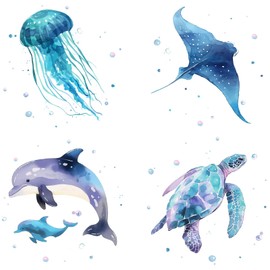 GORGECRAFT Window Sticker with Sea Motifs 4 cm Sea Creatures Sea Turtle Static Sticker Glass Sticker Anti-Collision Warning Sticker to Prevent Collisions Between Birds Dogs